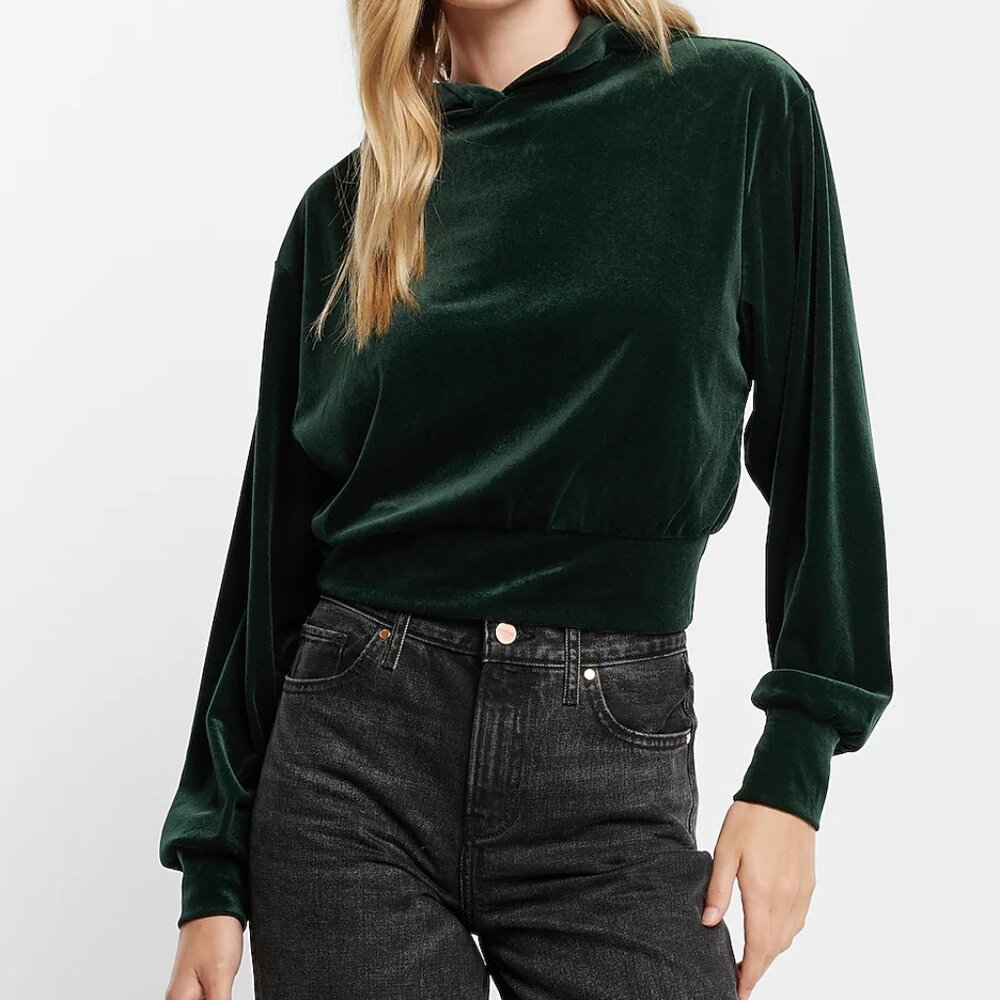 Express Velvet Banded Bottom Hoodie - NWT 🤩